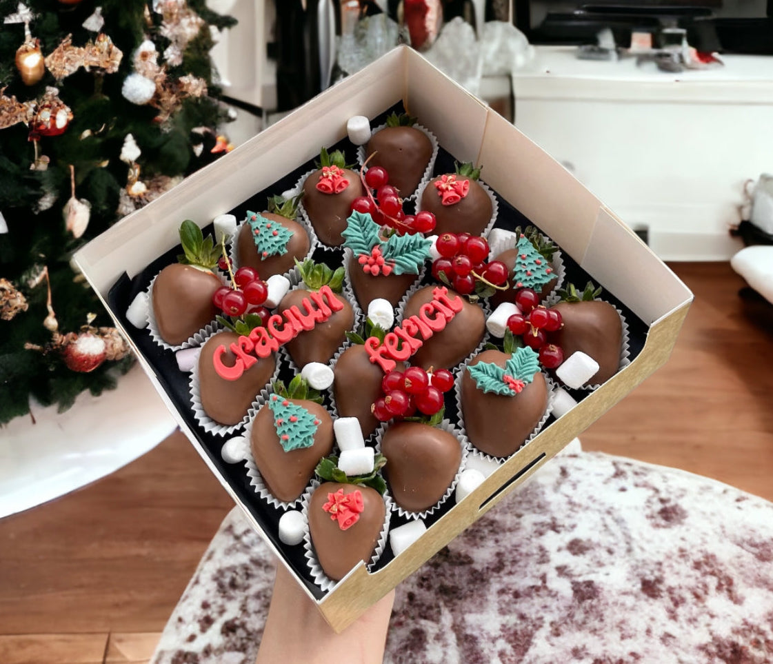 Box 16 capsune proaspete invelite in ciocolata belgiana Callebaut